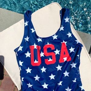 USA bathing suit with open back!